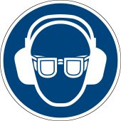 Gebotszeichen "Gehör- und Augenschutz benutzen", in Anlehnung ISO 7010