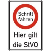 Verkehrsschild, Vorschriftszeichen "Hier gilt die StVO", Aluminium (2 mm), 600 x 900 mm