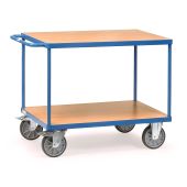 Fetra schwerer Tischwagen aus Stahlrohr und Profilstahl, 2 Plattformen aus Holzwerkstoffplatte