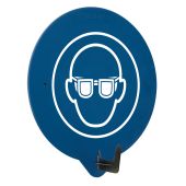 SECUPOINT Wandhaken, Symbol: Augenschutz, blau, 163 x 195 mm