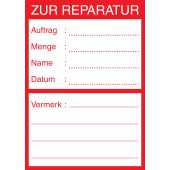 Qualitätskennzeichnung "Zur Reparatur", Folie (0,1 mm), rot, 62 x 88 mm