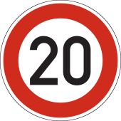 Verkehrsschild, Vorschriftszeichen "Zulässige Höchstgeschwindigkeit 20" [VZ 274-20], StVO