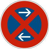 Halteverbotsschild "Absolutes Halteverbot Mitte, Aufstellung links" [VZ 283-31], StVO