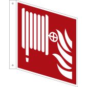 Brandschutzzeichen Fahnenschild "Löschschlauch" [F002], ASR A1.3 / ISO 7010, doppelseitig bedruckt