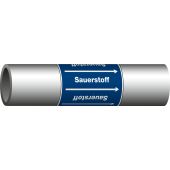 Fließrichtungspfeil "Richtungspfeil + Durchflussstoff", Gruppe: "Sauerstoff", DIN 2403