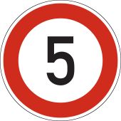 Verkehrsschild, Vorschriftszeichen "Zulässige Höchstgeschwindigkeit 5" [VZ 274-5], StVO