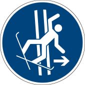 Gebotszeichen "Im Fall eines Sturzes Schleppspur sofort verlassen" [M035], ISO 7010