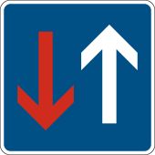 Verkehrsschild, Richtzeichen "Vorrang vor dem Gegenverkehr" [VZ 308], StVO