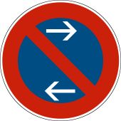 Halteverbotsschild "Eingeschränktes Halteverbot Mitte, Aufstellung links" [VZ 286-31], StVO