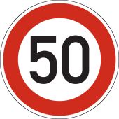 Verkehrsschild, Vorschriftszeichen "Zulässige Höchstgeschwindigkeit 50" [VZ 274-50], StVO