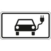 Verkehrsschild Zusatzzeichen "Elektrisch betriebenes Fahrzeug" [1010-66], Aluminium (2mm), 420 x 231 x 2 mm , StVo, reflektierend RA1
