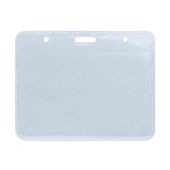Ausweistasche aus klarem PVC mit Befestigungssteg und Langloch für Kreditkarten-Formate 54 x 86 mm