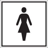 Türkennzeichnung "Damen + Rahmen", schwarzes Piktogramm auf weißem Grund