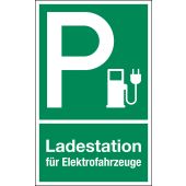 Verkehrsschild, Parkplatzschild "P - Ladestation für Elektrofahrzeuge", Kunststoff (1 mm), 