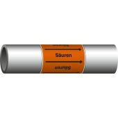 Fließrichtungspfeil "Richtungspfeil + Durchflussstoff", Gruppe: "Säuren", DIN 2403