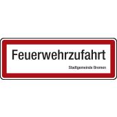 Textschild Feuerwehrzufahrt "Stadtgemeinde Bremen", Alu, 594 x 210 x 2 mm, DIN 4066