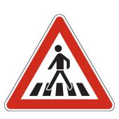 Gefahrzeichen "Fußgängerüberweg, Aufstellung rechts" [VZ 101-11], StVO