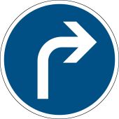 Verkehrsschild, Vorschriftszeichen "Vorgeschriebene Fahrtrichtung rechts" [VZ 209], StVO