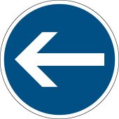 Verkehrsschild, Vorschriftszeichen "Vorgeschriebene Fahrtrichtung hier links" [VZ 211-10], StVO