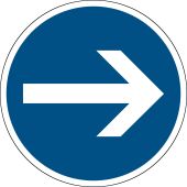 Verkehrsschild, Vorschriftszeichen "Vorgeschriebene Fahrtrichtung hier rechts" [VZ 211], StVO
