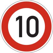 Vorschriftszeichen "Zulässige Höchstgeschwindigkeit 10" [VZ 274-10], StVO