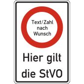 Kombiverkehrszeichen Symboltext/-zahl nach Wunsch, 420 x 630 x 2 mm