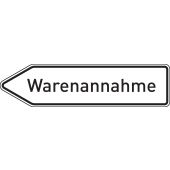 Wegweiser "Warenannahme", linksweisend