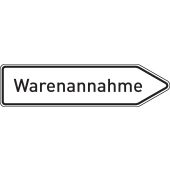 Wegweiser "Warenannahme", rechtsweisend