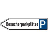 Wegweiser, "P"-Symbol, Text: Besucherparkplätze, 1000 x 250 x 2 mm