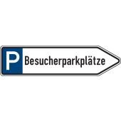 Wegweiser, "P"-Symbol, Text: Besucherparkplätze, 1400 x 350 x 2 mm
