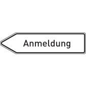 Wegweiser "Anmeldung", linksweisend