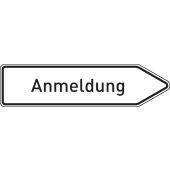 Wegweiser "Anmeldung", rechtsweisend