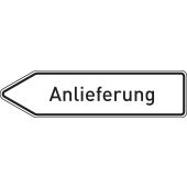 Wegweiser "Anlieferung", linksweisend