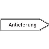 Wegweiser "Anlieferung", rechtsweisend