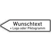 Wegweiser "Text und Logo nach Wunsch", linksweisend