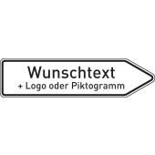 Wegweiser "Text und Logo nach Wunsch", rechtsweisend