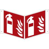 Feuerlöscherzeichen Nasenschild "Feuerlöscher" [F001], Aluminium (0,5 mm), 150 x 150 x 0,5 mm, ASR A1.3 / ISO 7010, langnachleuchtend, 55 / 8 mcd
