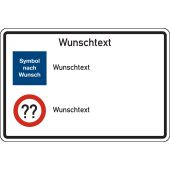 Symbol + Text nach Wahl, mehrfarbig, Alu, 600 x 400 x 2 mm