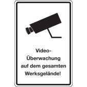 Videoüberwachung auf dem gesamten Werksgelände!, schwarz, Alu, 400 x 600 x 2 mm