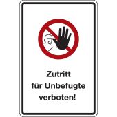 Zutritt für Unbefugte verboten!, rot / schwarz, Alu, 400 x 600 x 2 mm