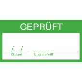 Qualitätskennzeichnung "Geprüft", Folie (0,1 mm), grün, 62 x 32 mm, 10 Stück je Bogen