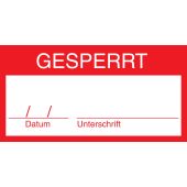 Qualitätskennzeichnung "Gesperrt", Folie (0,1 mm), rot, 62 x 32 mm, 10 Stück je Bogen