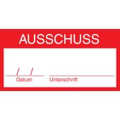 Qualitätskennzeichnung "Ausschuss", Folie (0,1 mm), rot, 62 x 32 mm, 10 Stück je Bogen