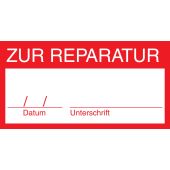 Qualitätskennzeichnung "Zur Reparatur", Folie (0,1 mm), rot, 62 x 32 mm, 10 Stück je Bogen