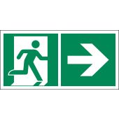 Rettungszeichen „Rettungsweg/​Notausgang mit Pfeil - rechts - für Einschubstreifen“ [E002], ASR A1.3 / ISO 7010