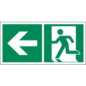 Rettungszeichen „Rettungsweg/​Notausgang mit Pfeil - links - für Einschubstreifen“ [E001], ASR A1.3 / ISO 7010