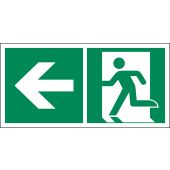 Rettungszeichen "Notausgang links - für Einschubstreifen" [E001], Folie (0,1 mm), ASR A1.3 / ISO 7010