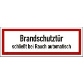 Brandschutztürzeichen "Brandschutztür schließt bei Rauch automatisch", DIN 4066