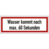 Feuerwehrzeichen "Wasser kommt nach max. 60 Sekunden", DIN 4066