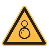 Warnzeichen "Warnung vor laufender Maschine" [WBP03], Folie (0,1 mm), 200 mm, Bewährte Praxis, selbstklebend